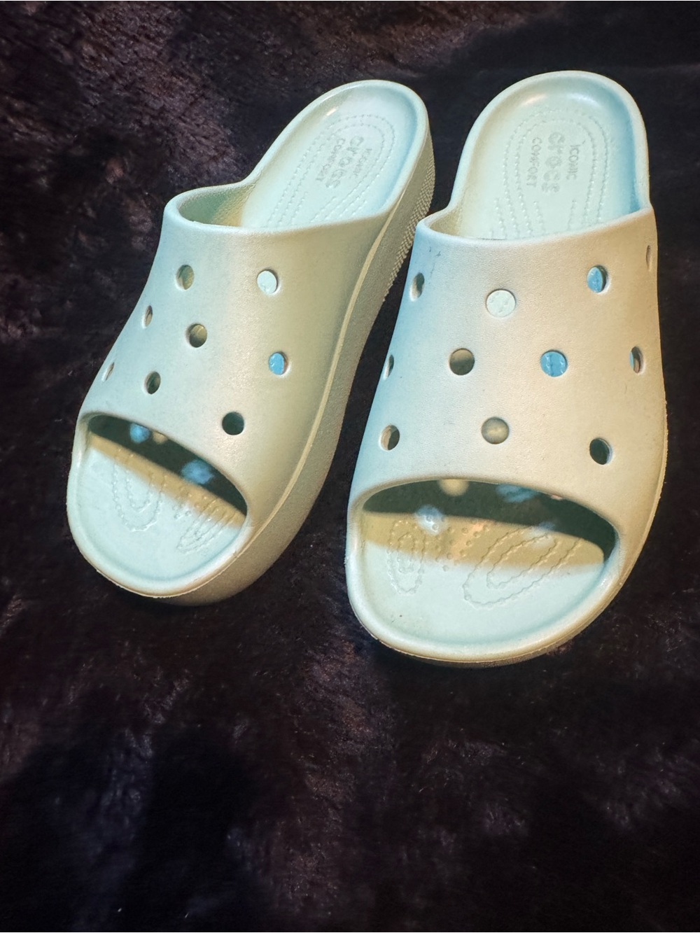 Light Mint Green Slide Crocs Sandals